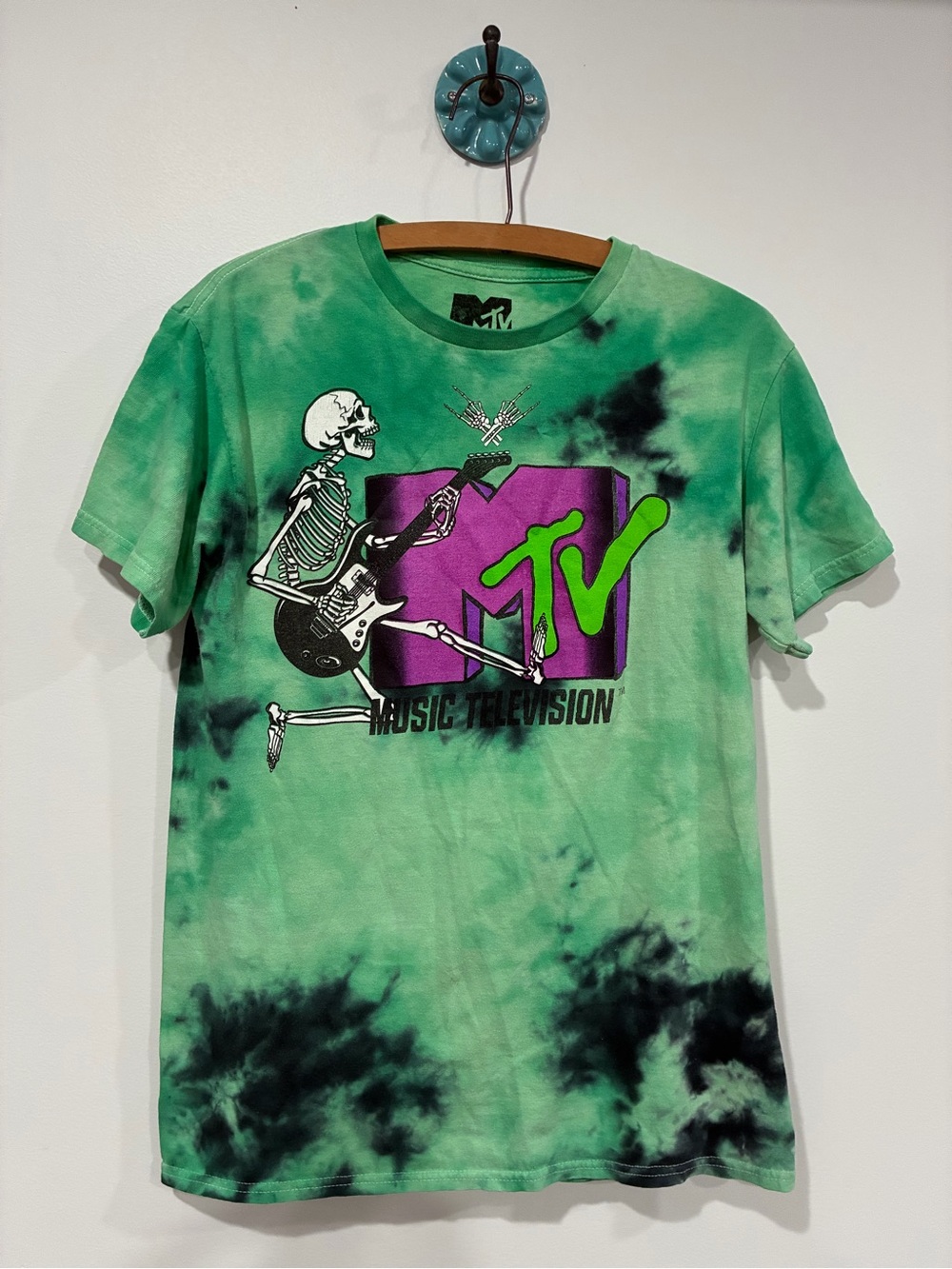MTV Green Tie-Dye Graphic Tee small